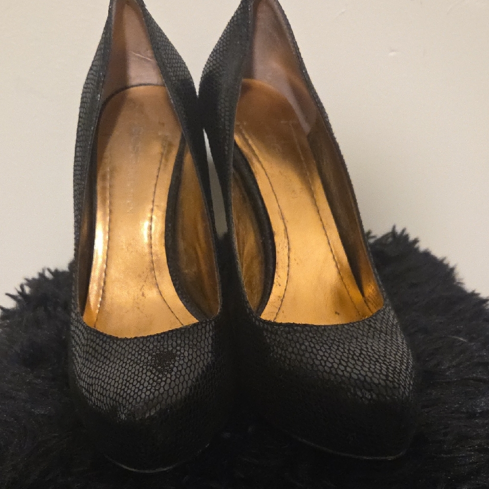 BCBG Paris Black Snakeskin Heels